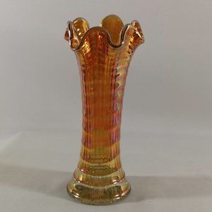 Vintage Imperial Marigold Carnival Glass Vase with Fantastic Iridescence